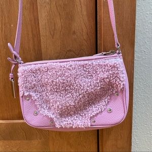 Coach Rhyder Marshmallow Pink Leather & Shearling Cross Body Bag